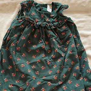 Carter's Green Dress with Red Floral Accents